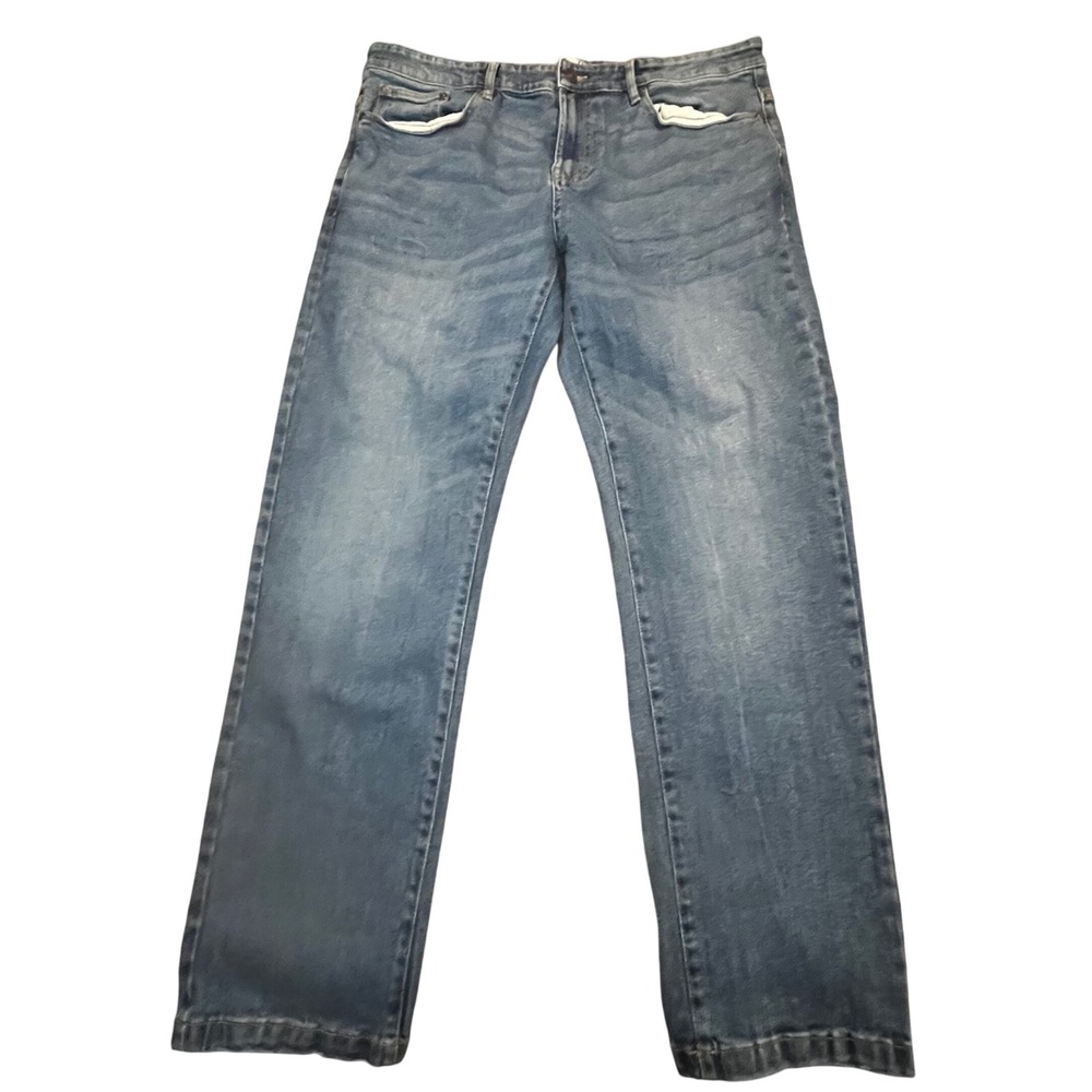 Grayers Premium Denim Mens Straight Leg Jeans Medium Wash Blue Stretch‎ 36x31